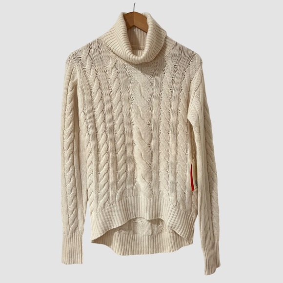 Alps and Meters Ivory Merino Wool/Cashmere Cable Knit Pullover M NWT ($395) - Picture 1 of 5